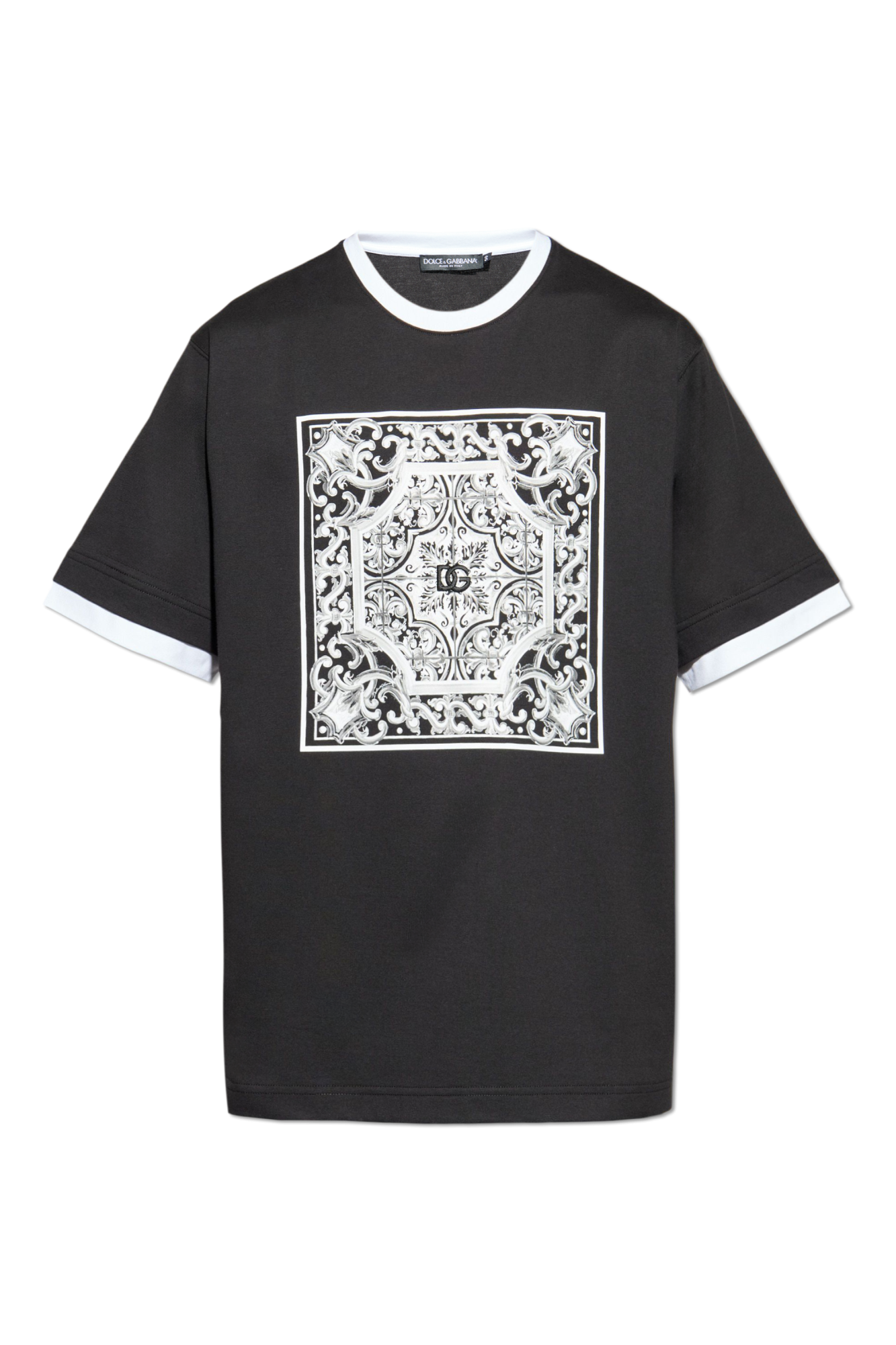 Black T-shirt with 'Majolica' print Dolce & Gabbana - Vitkac AS